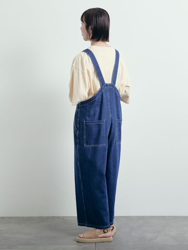 セール】 デニム/カツラギサロペット（ブラウン/サックスブルー/ブルー