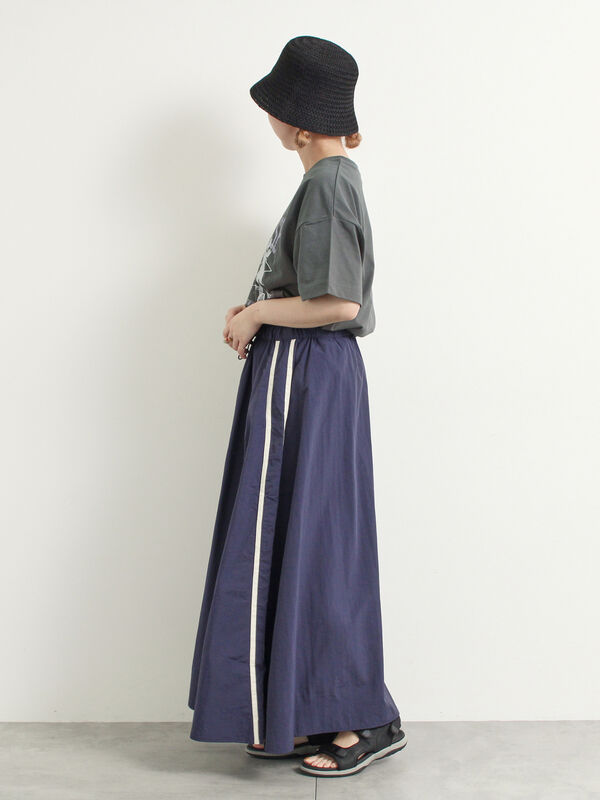 セール】 ナイロンサイドラインギャザースカート（オフホワイト/カーキ