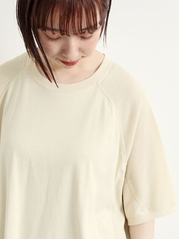 セール】 ワッフル切替ワンピース（ブラック/カーキ/クリーム