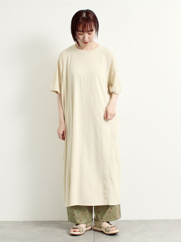 セール】 ワッフル切替ワンピース（ブラック/カーキ/クリーム