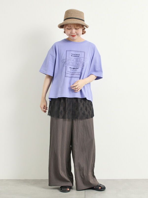 セール】 チュールレイヤードパンツ（チャコールグレー/ベージュ