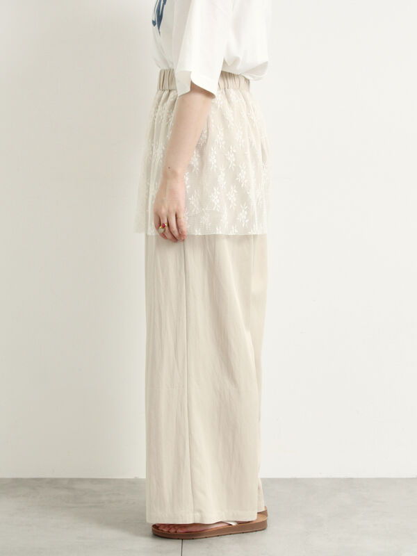 セール】 チュールレイヤードパンツ（チャコールグレー/ベージュ