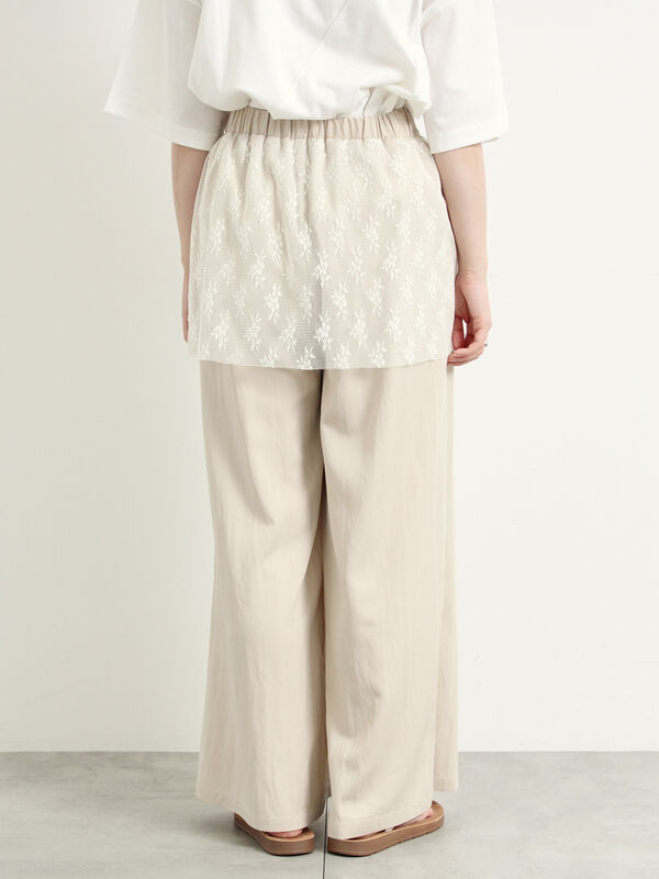 セール】 チュールレイヤードパンツ（チャコールグレー/ベージュ