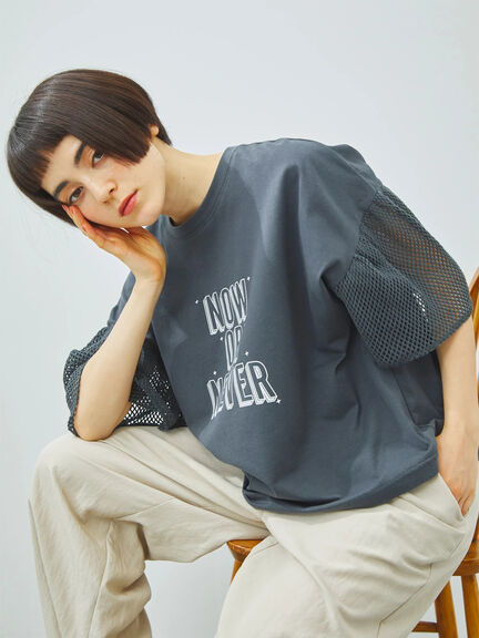 [接触冷感]袖メッシュプリントTシャツ（グレー/チャコールグレー/レッド/グリーン）｜SM2（エスエムツー）通販