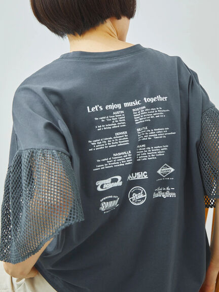 [接触冷感]袖メッシュプリントTシャツ（グレー/チャコールグレー/レッド/グリーン）｜SM2（エスエムツー）通販