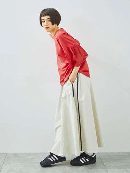 [接触冷感]袖メッシュプリントTシャツ（グレー/チャコールグレー/レッド/グリーン）｜SM2（エスエムツー）通販