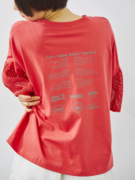 [接触冷感]袖メッシュプリントTシャツ（グレー/チャコールグレー/レッド/グリーン）｜SM2（エスエムツー）通販