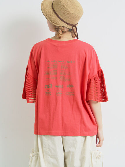 [接触冷感]袖メッシュプリントTシャツ（グレー/チャコールグレー/レッド/グリーン）｜SM2（エスエムツー）通販