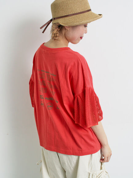 [接触冷感]袖メッシュプリントTシャツ（グレー/チャコールグレー/レッド/グリーン）｜SM2（エスエムツー）通販