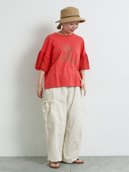 [接触冷感]袖メッシュプリントTシャツ（グレー/チャコールグレー/レッド/グリーン）｜SM2（エスエムツー）通販