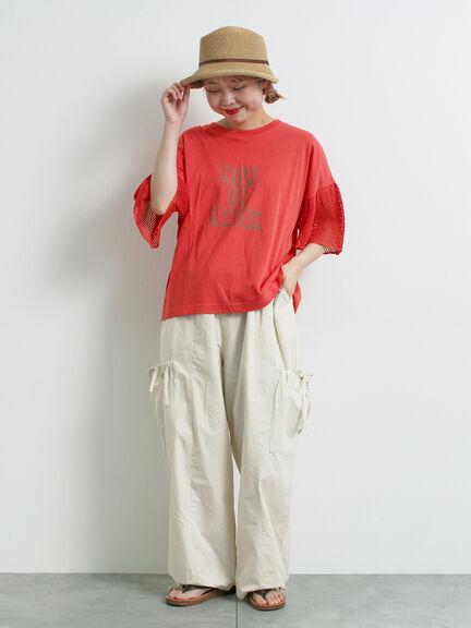 [接触冷感]袖メッシュプリントTシャツ（グレー/チャコールグレー/レッド/グリーン）｜SM2（エスエムツー）通販