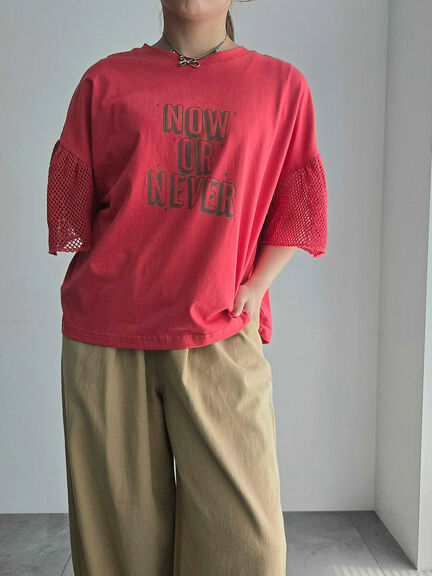 [接触冷感]袖メッシュプリントTシャツ（グレー/チャコールグレー/レッド/グリーン）｜SM2（エスエムツー）通販