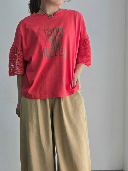 [接触冷感]袖メッシュプリントTシャツ（グレー/チャコールグレー/レッド/グリーン）｜SM2（エスエムツー）通販