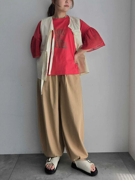 [接触冷感]袖メッシュプリントTシャツ（グレー/チャコールグレー/レッド/グリーン）｜SM2（エスエムツー）通販