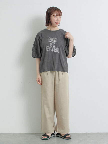 [接触冷感]袖メッシュプリントTシャツ（グレー/チャコールグレー/レッド/グリーン）｜SM2（エスエムツー）通販