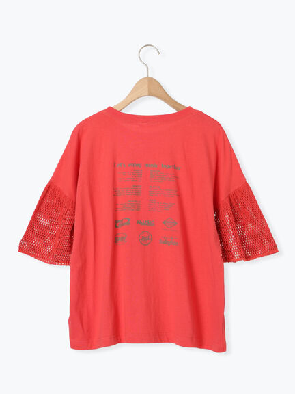 [接触冷感]袖メッシュプリントTシャツ（グレー/チャコールグレー/レッド/グリーン）｜SM2（エスエムツー）通販