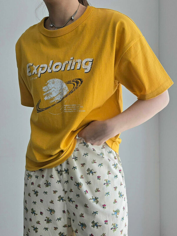 [接触冷感]スペースモチーフプリントTシャツ（イエロー）｜SM2（エスエムツー）通販