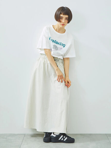 [接触冷感]スペースモチーフプリントTシャツ（オフホワイト/イエロー/グリーン/ネイビー）｜SM2（エスエムツー）通販