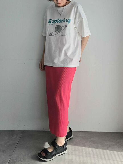 [接触冷感]スペースモチーフプリントTシャツ（オフホワイト/イエロー/グリーン/ネイビー）｜SM2（エスエムツー）通販