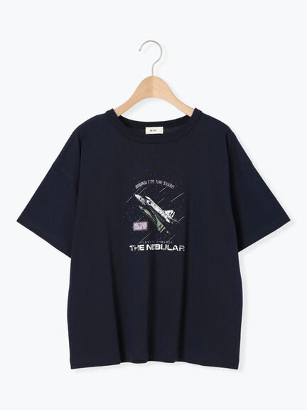 [接触冷感]スペースモチーフプリントTシャツ（オフホワイト/イエロー/グリーン/ネイビー）｜SM2（エスエムツー）通販