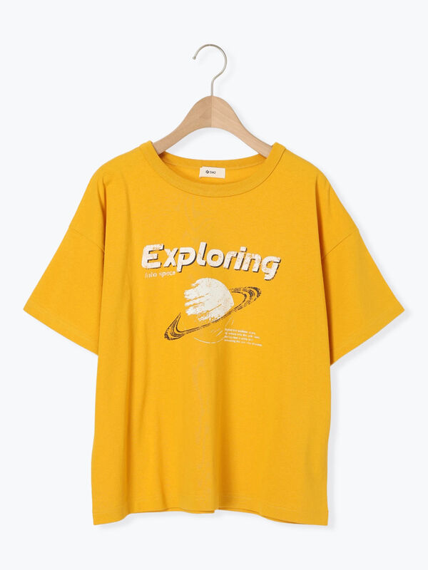 セール】 [接触冷感]スペースモチーフプリントTシャツ（オフホワイト