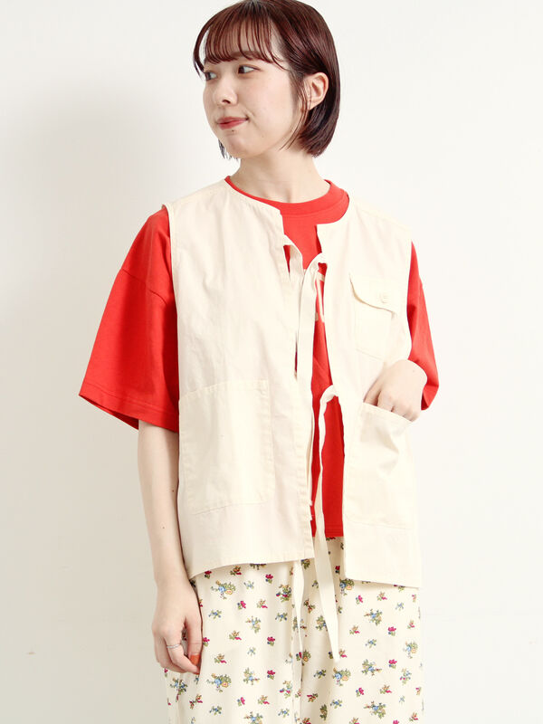 新品未使用 アトリエgg　FLESH FOODS MARKET Ｔタンク ベスト セール】 リボンフィッシングベスト（ダークブラウン/カーキ/クリーム