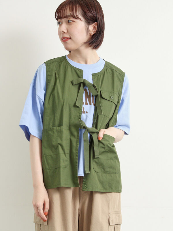 セール】 リボンフィッシングベスト（ダークブラウン/カーキ/クリーム