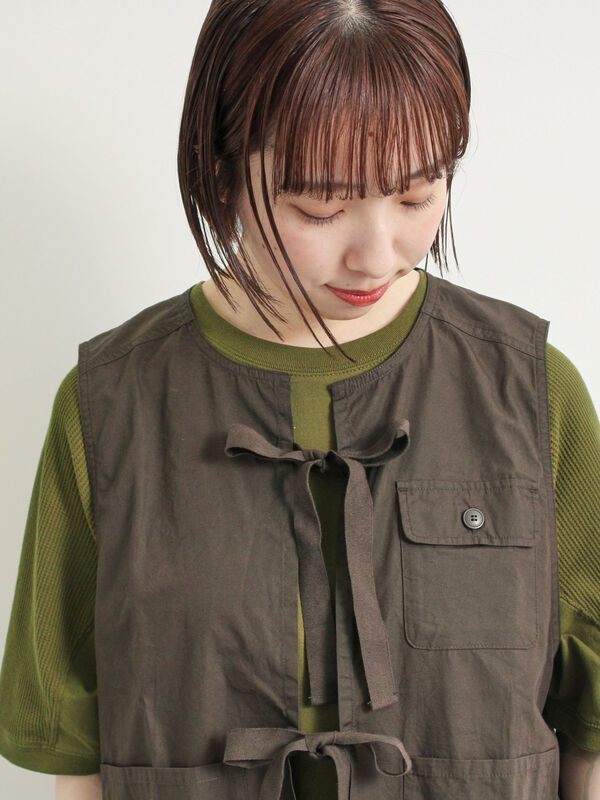 セール】 リボンフィッシングベスト（ダークブラウン/カーキ/クリーム