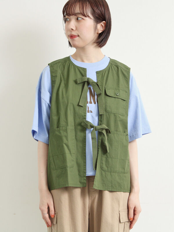 セール】 リボンフィッシングベスト（ダークブラウン/カーキ/クリーム