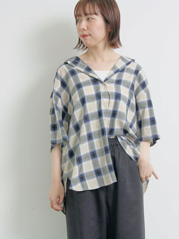 セール】 [接触冷感]チェック柄アソート半袖シャツ（ピンク/グリーン