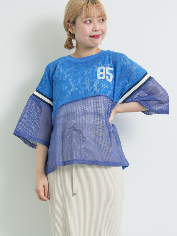 ナンバリングレースパッチワークTシャツ（ブルー）｜SM2（エスエムツー）通販