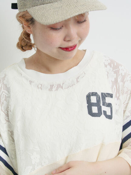 ナンバリングレースパッチワークTシャツ（オフホワイト/チャコールグレー/ブラウン/ブルー）｜SM2（エスエムツー）通販