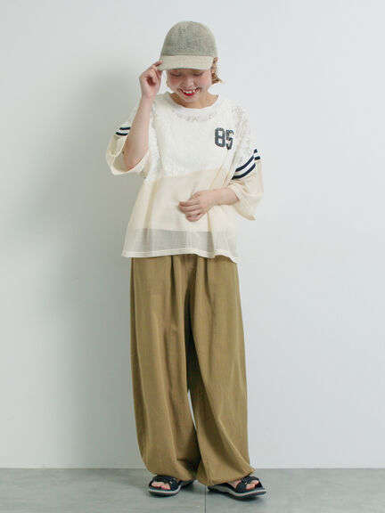 ナンバリングレースパッチワークTシャツ（オフホワイト/チャコールグレー/ブラウン/ブルー）｜SM2（エスエムツー）通販