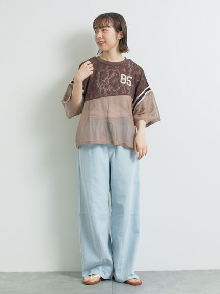 ナンバリングレースパッチワークTシャツ（オフホワイト/チャコールグレー/ブラウン/ブルー）｜SM2（エスエムツー）通販