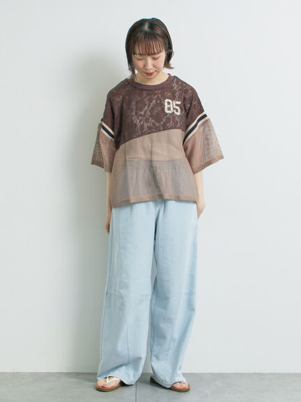 ナンバリングレースパッチワークTシャツ（オフホワイト/チャコールグレー/ブラウン/ブルー）｜SM2（エスエムツー）通販