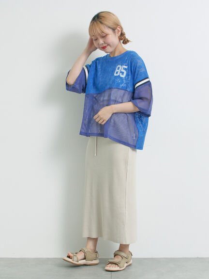ナンバリングレースパッチワークTシャツ（オフホワイト/チャコールグレー/ブラウン/ブルー）｜SM2（エスエムツー）通販