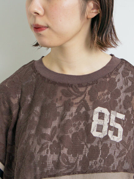 ナンバリングレースパッチワークTシャツ（オフホワイト/チャコールグレー/ブラウン/ブルー）｜SM2（エスエムツー）通販
