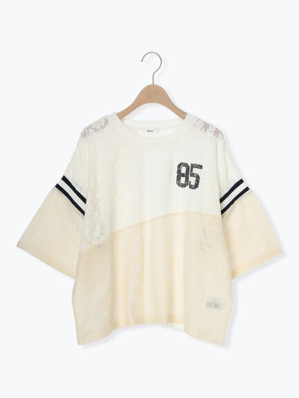 ナンバリングレースパッチワークTシャツ（オフホワイト/チャコールグレー/ブラウン/ブルー）｜SM2（エスエムツー）通販