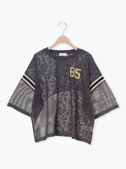 ナンバリングレースパッチワークTシャツ（オフホワイト/チャコールグレー/ブラウン/ブルー）｜SM2（エスエムツー）通販