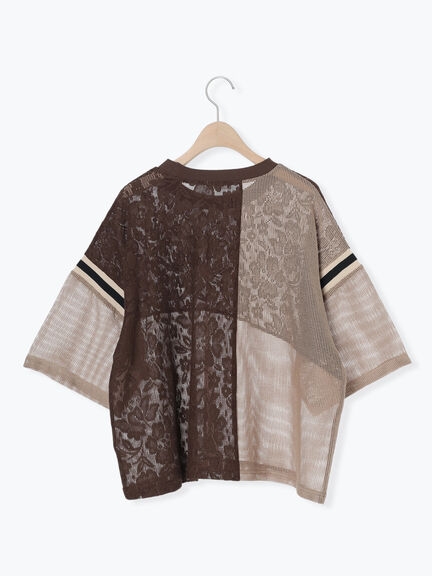 ナンバリングレースパッチワークTシャツ（オフホワイト/チャコールグレー/ブラウン/ブルー）｜SM2（エスエムツー）通販