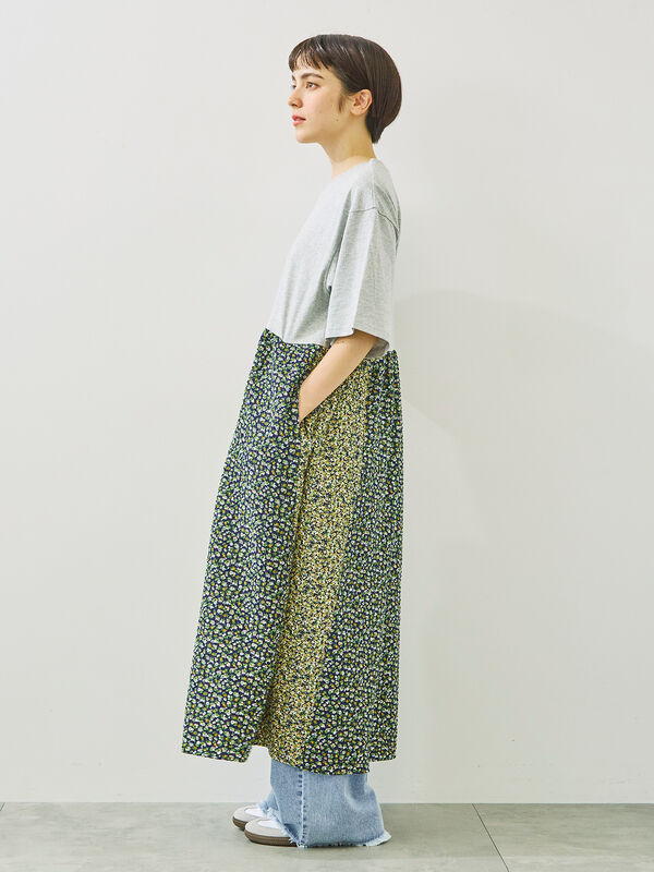 セール】 ダメージデニムイージーパンツ（オフホワイト/サックスブルー