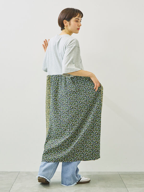 セール】 ダメージデニムイージーパンツ（オフホワイト/サックス