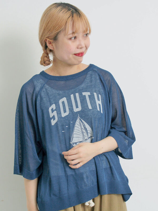 grancy プリントデザインシアーニット　s GRANCY（グランシー）の「【GRANCY】Print Design Sheer Knit