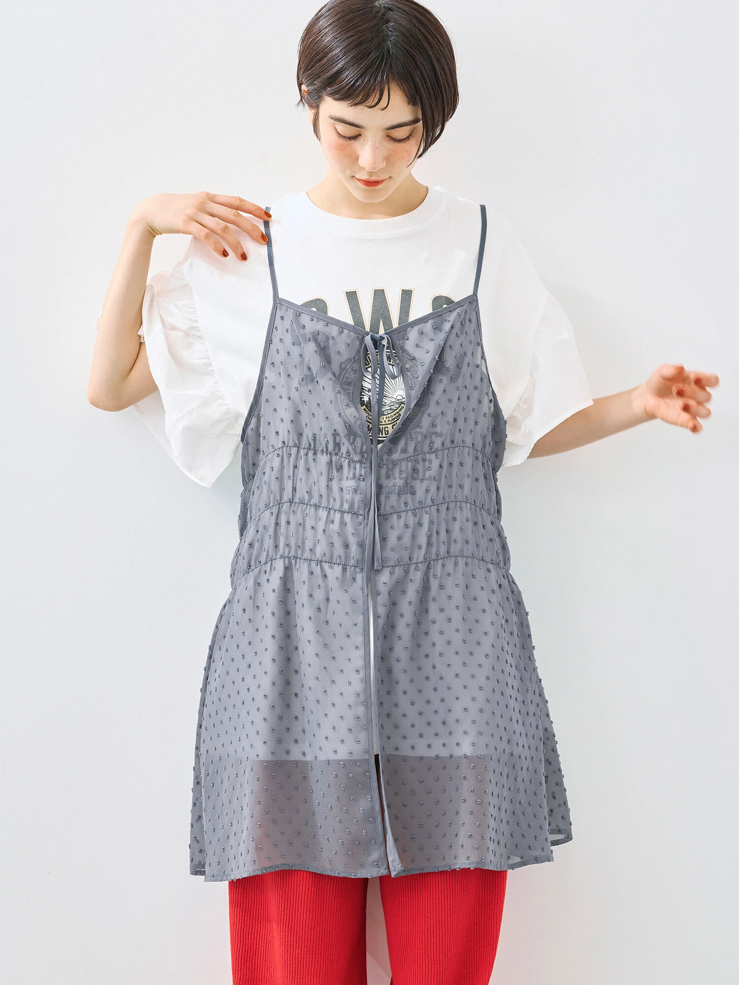ここ　　2本セット natural couture｜カットジョーゼットキャミワンピース