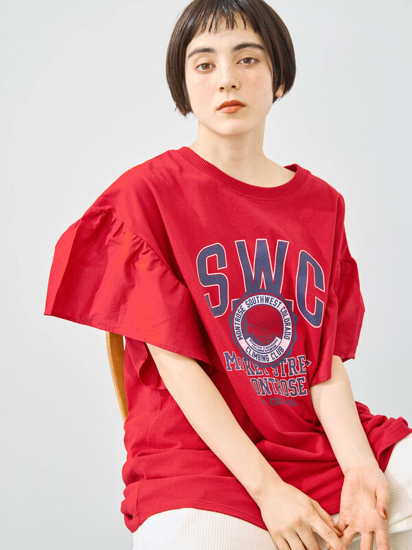 [接触冷感]フレアスリーブチュニックTシャツ（オフホワイト/ブラック/レッド/ブルー）｜SM2（エスエムツー）通販