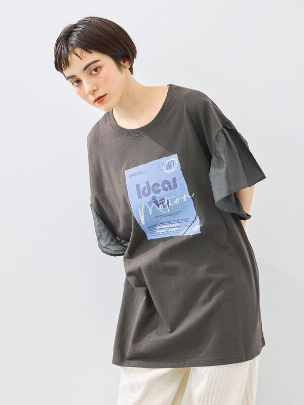 [接触冷感]フレアスリーブチュニックTシャツ（ブラック）｜SM2（エスエムツー）通販