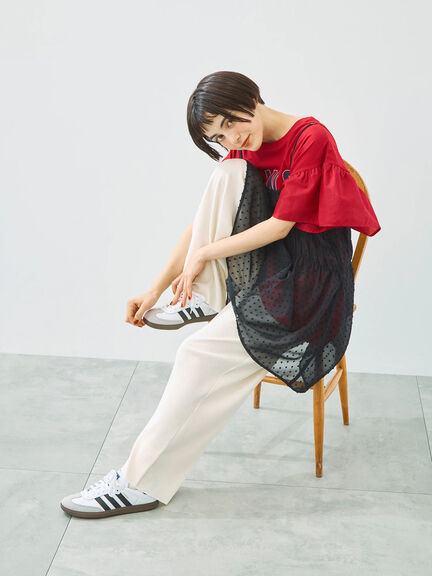 [接触冷感]フレアスリーブチュニックTシャツ（オフホワイト/ブラック/レッド/ブルー）｜SM2（エスエムツー）通販