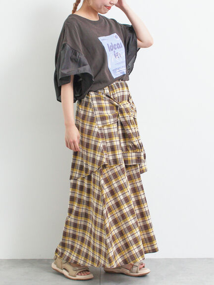 [接触冷感]フレアスリーブチュニックTシャツ（オフホワイト/ブラック/レッド/ブルー）｜SM2（エスエムツー）通販