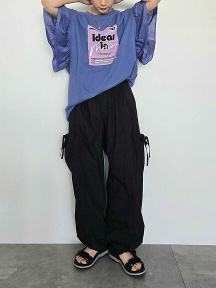 [接触冷感]フレアスリーブチュニックTシャツ（オフホワイト/ブラック/レッド/ブルー）｜SM2（エスエムツー）通販
