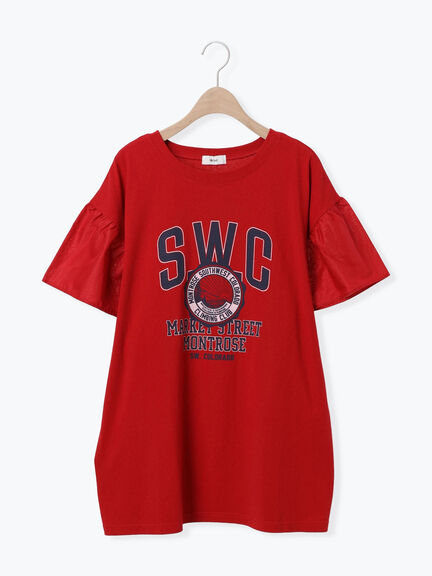 [接触冷感]フレアスリーブチュニックTシャツ（オフホワイト/ブラック/レッド/ブルー）｜SM2（エスエムツー）通販